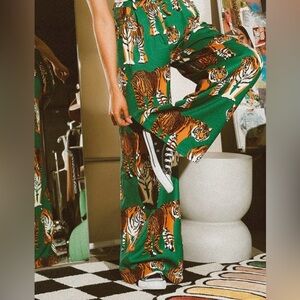 Dressed in LALA Green and Orange Wide Leg Jumpsuit